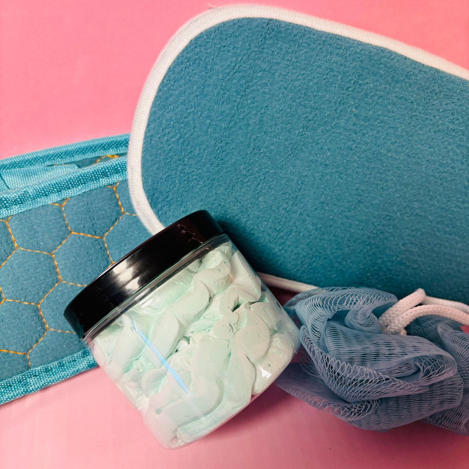 Scented Aromas 4 Piece Bath and Body Gift Set - 4 Items - Whipped Soap, Exfoliating Bath Accessories - Scented Aromas