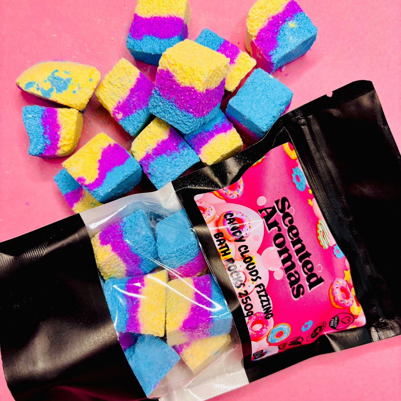 Cotton Candy and Rainbow Sprinkles Bath Bomb Rocks 250g - Magical Tutti Fruiti