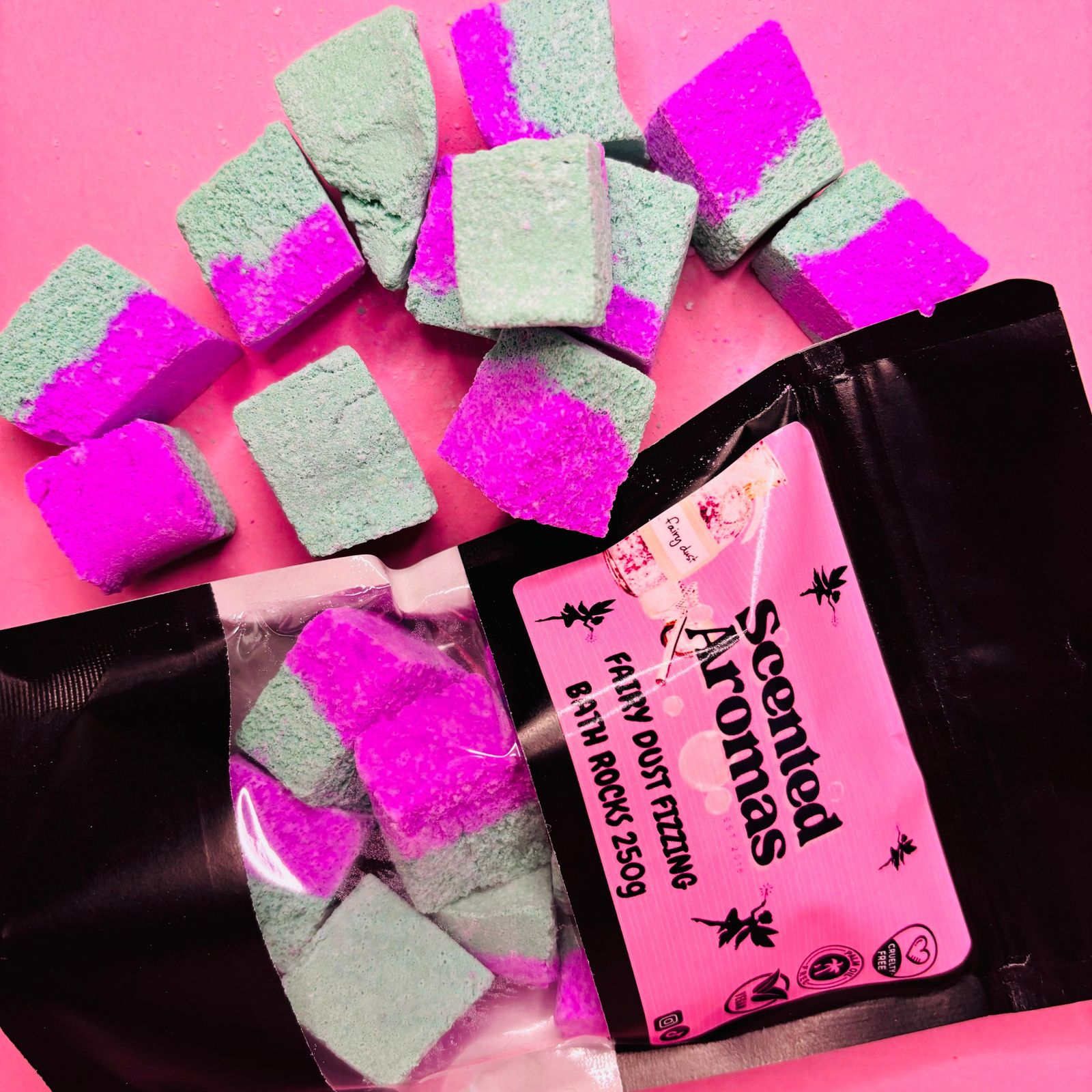 Fairy Dust Bath Bomb Rocks 265g - Magical Colour Changing Fizz