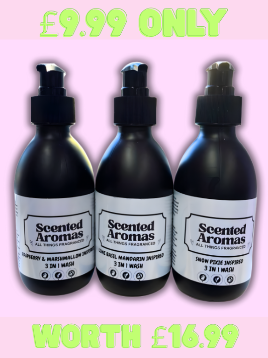 Scented Aromas Premium Luxury Skincare 2 Pack - 3 in 1 Wash & Hand & Body Lotion Cosmetic Multibuy