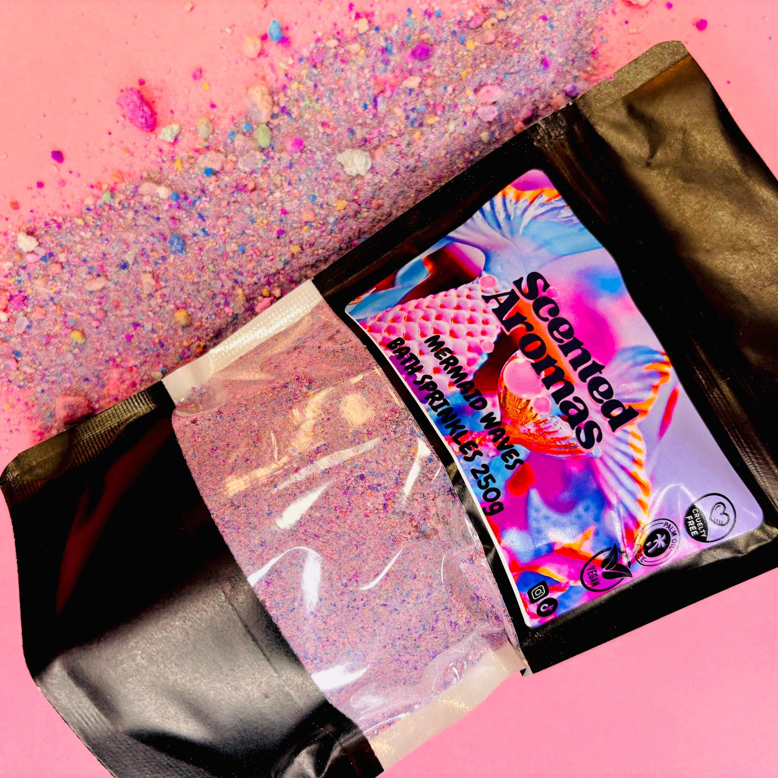 Mermaid Waves Bath Fizzing Salts 250g - bubblegum Epsom Salt Soak