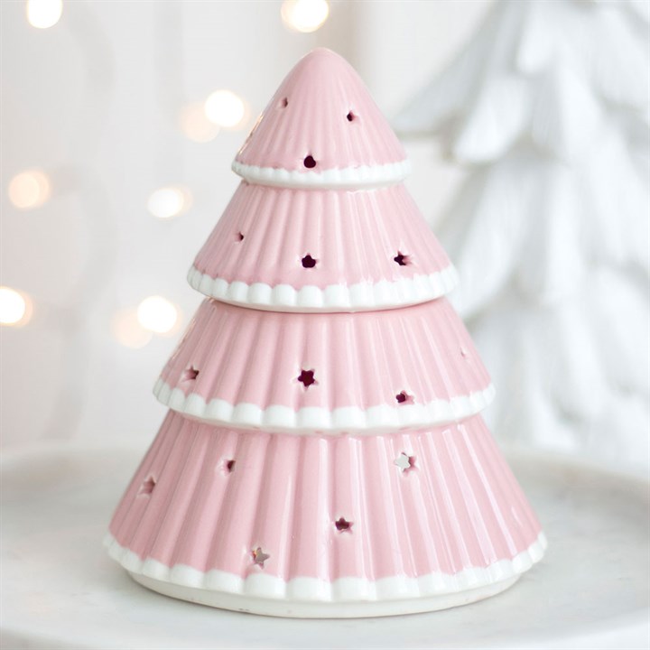 Pink Christmas Tree Wax Burner + Free Wax Melt Shape