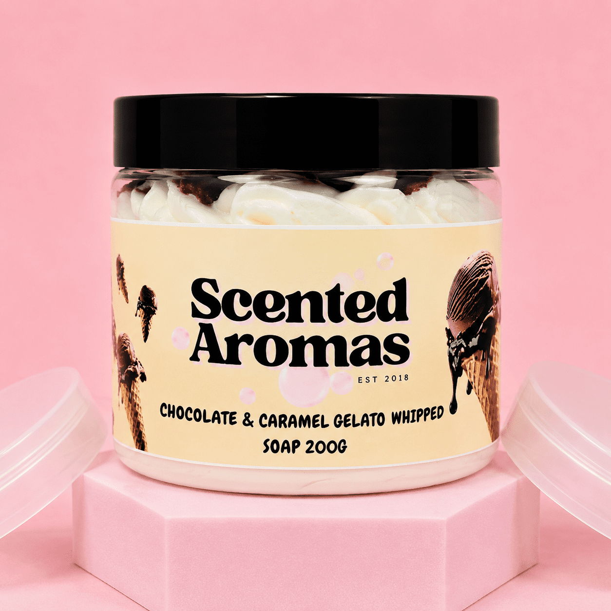 Caramel Chocolate Ice Cream Scented Whipped Soap 200g - Scented Aromas