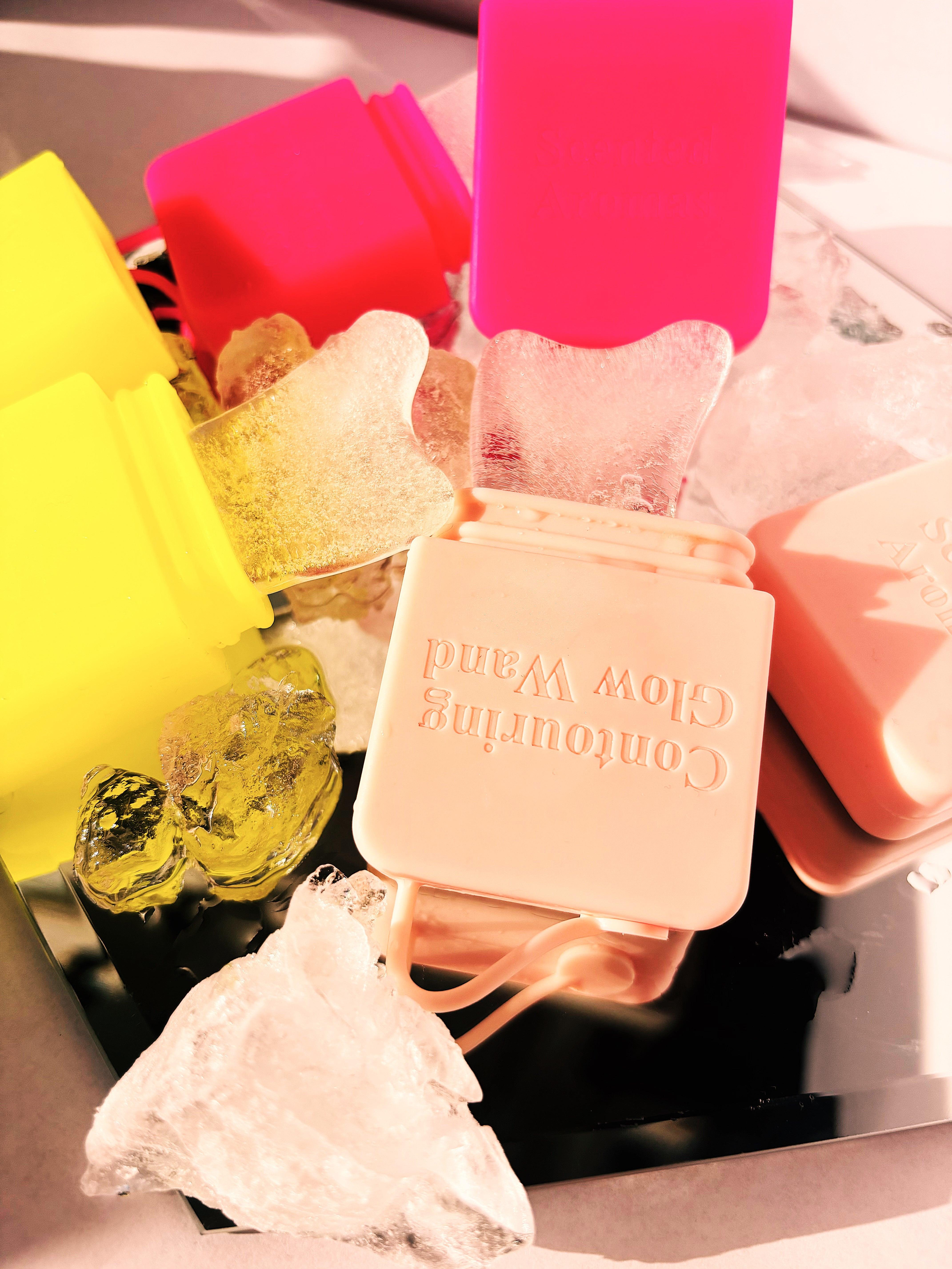 2 in 1 Ice Therapy Gua Sha Contouring Glow Wand - Hot Pink - Scented Aromas