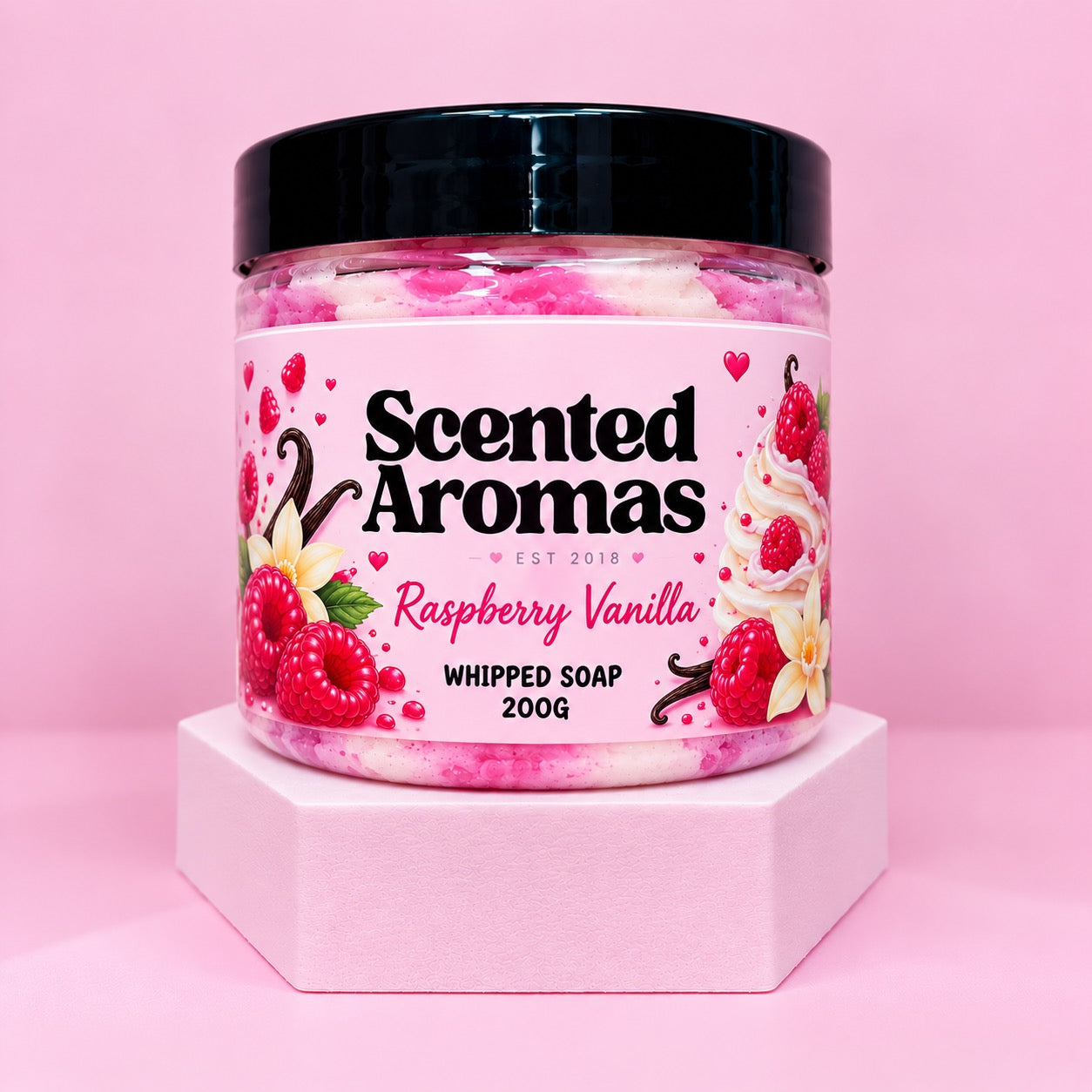 Raspberry & Vanilla Whipped Soap - Fruity Creamy Body Wash