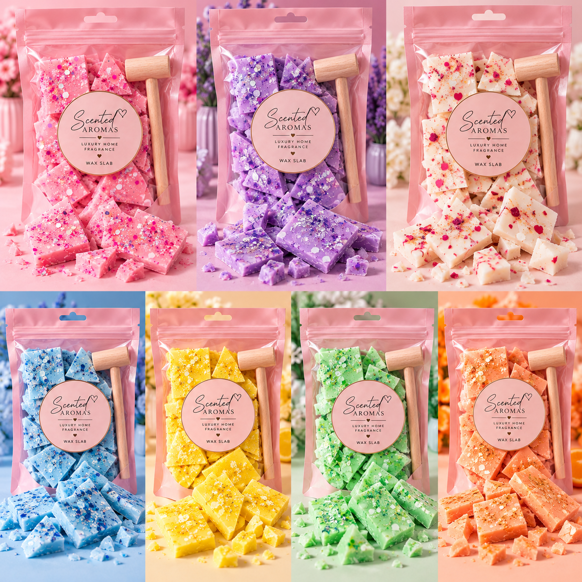Scented Soy Wax Brittle Melts with Wooden Hammer