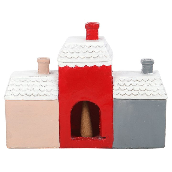 Christmas Village 3 House Incense Cone Burner