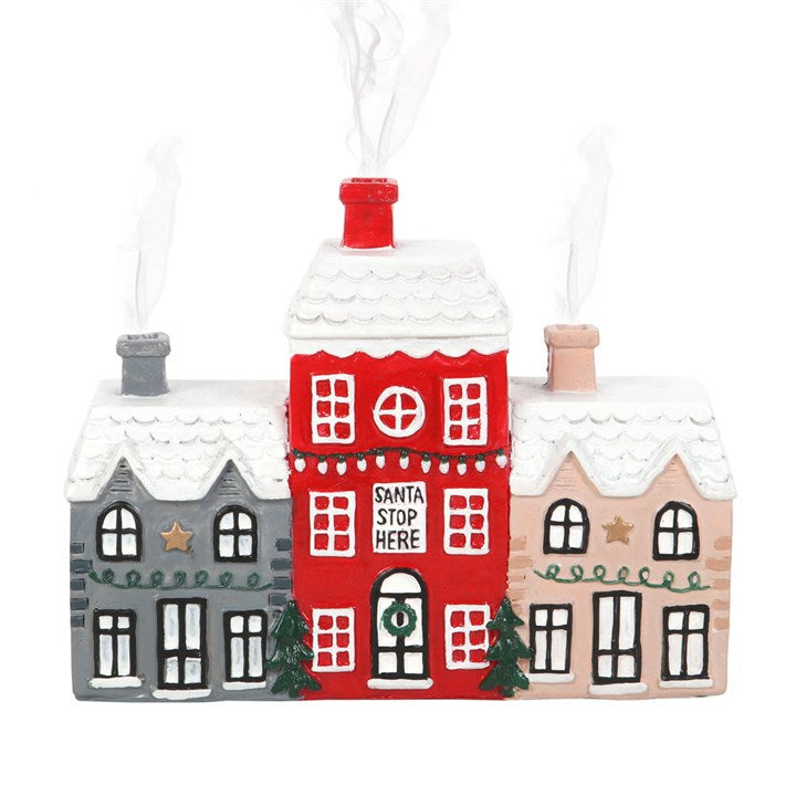 Christmas Village 3 House Incense Cone Burner