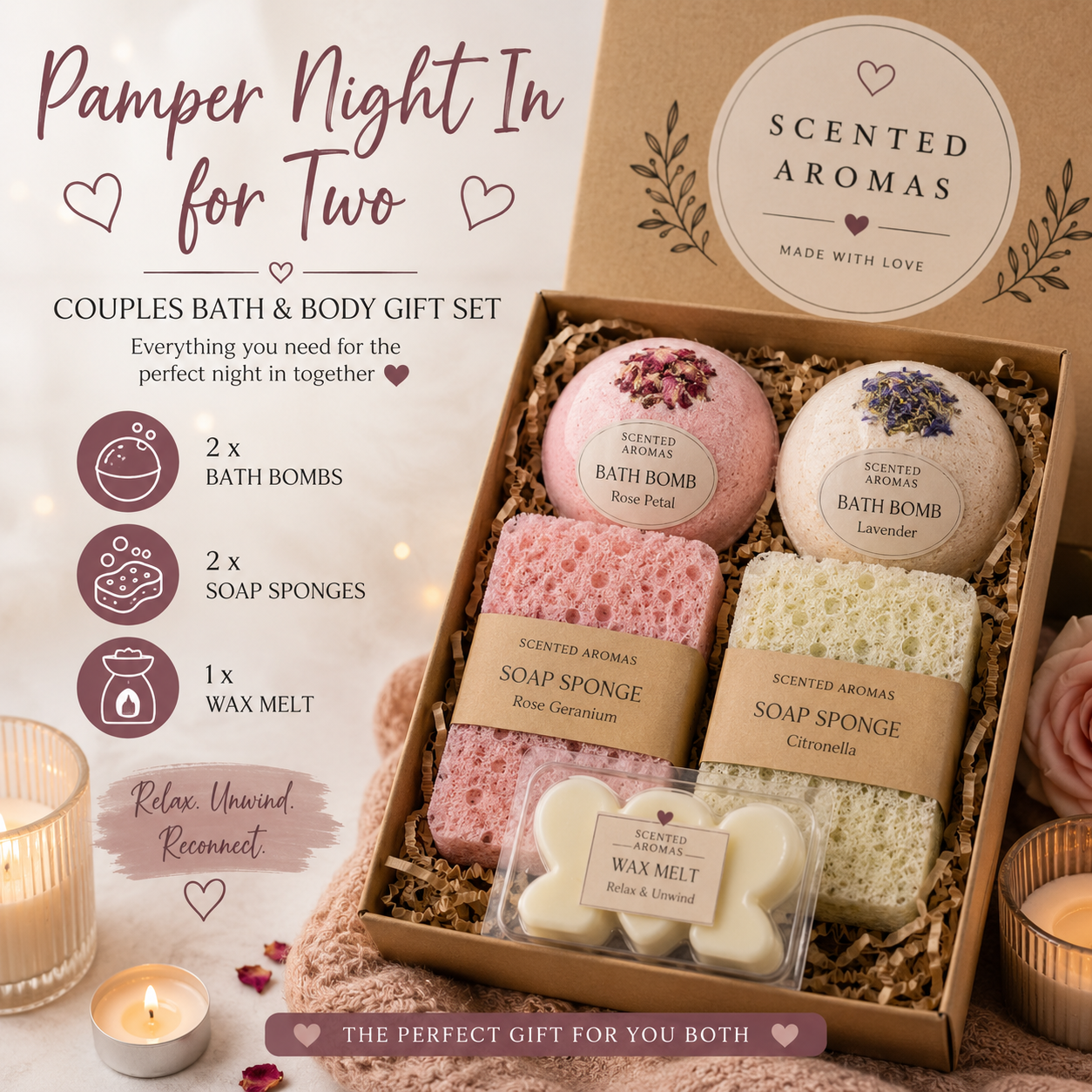 Pamper Night In for Two - Couples Bath & Body Gift Set