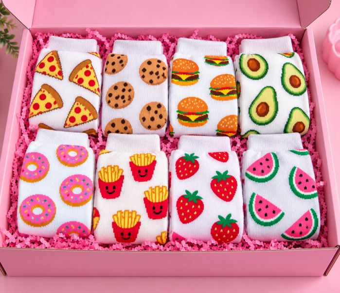 8 Pairs Food Funky Novelty Sock Bundle Unisex